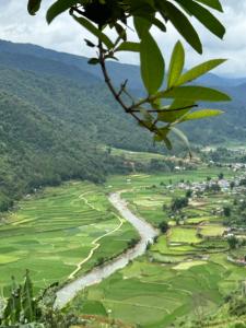a view from the top of a mountain with a river at Bản Lướt Homestay -Ngọc Chiến Hotspring in Sơn La