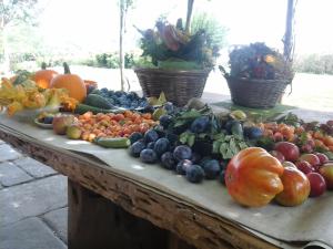 a table filled with lots of fruits and vegetables at Bio&B Cascina Montebello in Palazzago