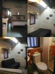 a collage of four pictures of a hotel room at Naya"s Homestay in Jincheng +74 photos