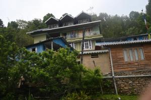 a house on a hill with trees in front of it at Denzongpa Homestay in Takdāh