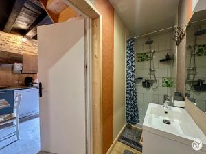 a bathroom with a sink and a shower at Le gîte des oiseaux in Aisy-sous-Thil +22 photos