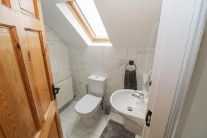 a bathroom with a toilet and a sink at Islands Inn in Louisburgh +17 photos