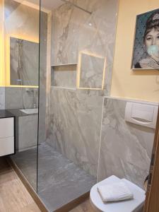 a bathroom with a shower and a toilet at Excelsior Top 17 Alpenherz in Seefeld in Tirol