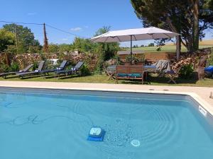 a swimming pool with a cell phone in the water at Maison du Cosmos in Thorigny-sur-Oreuse