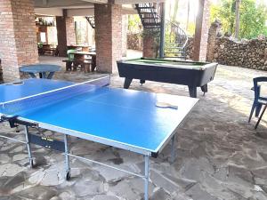 a ping pong table with a ping pong ball on it at Old House Ureki in Ureki