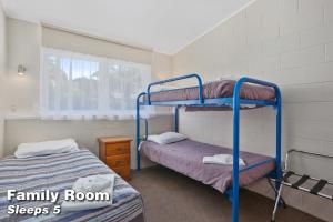 een slaapkamer met 2 stapelbedden in een kamer bij Amber Court Motel in Whakatane