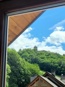 a view from the window of a house at Start na Szlak - dom Rytro in Rytro