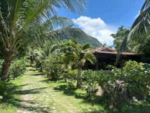 a house in the middle of a yard with palm trees at MK Hill resort Phu Quoc in Phú Quốc