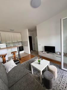 a living room with a couch and a table at Apartman Stan Laktasi in Laktaši