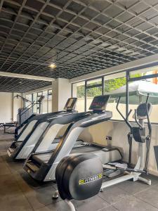 a gym with two treadmills and a treadmill at Nyvin Homes at The Loftel in Ruaka