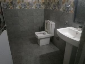 a bathroom with a toilet and a sink at Kataragama Brain Hotel in Kataragama