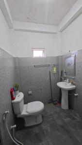 a bathroom with a toilet and a sink at Kataragama Brain Hotel in Kataragama