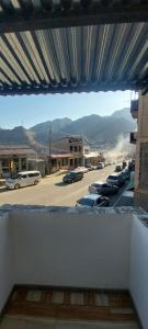 a view from a balcony of a parking lot at Meghri Hotel in Meghri