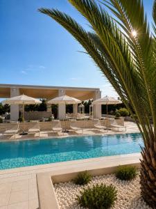a resort swimming pool with chairs and umbrellas at Villa Brigida Resort - Soft Luxury Atmosphere - Adult Oriented in Santeramo in Colle