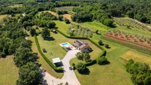 an aerial view of a large house with a driveway at Villa Elida with Heated Pool - Central Istria in Pazin