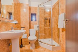 a bathroom with a toilet and a sink and a shower at Casa Vlasin in Poiana Brasov +59 photos