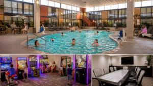 a group of people playing in a swimming pool at Wyndham Garden OKC Airport - Event Center, Indoor pool, Arcade Near Paycom, Fairgrounds in Oklahoma City