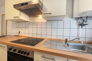 a kitchen with a sink and a stove at Fewo in der Altstadt - Enz in Bietigheim-Bissingen +17 photos