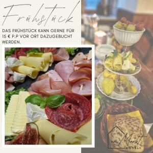 a collage of three pictures of cheese and other foods at Hotel am Markt in Bad Lobenstein