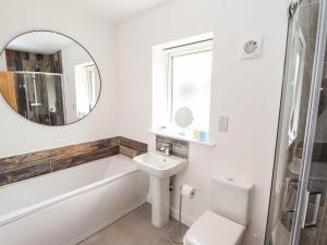 a bathroom with a sink toilet and a mirror at The Lilac Owl in Lincoln +18 photos