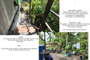 a collage of photos of a garden with a stairway at Perlas del cabo nuqui choco in Nuquí