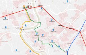 a map of a subway line with stations at Houspitality Caesar Bed & Breakfast in Rome