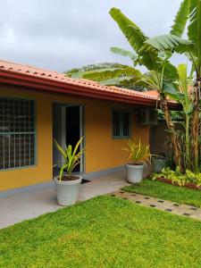 a yellow house with plants in front of it at Villa 40B Bentota in Bentota +10 photos