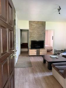 a living room with a television and a couch at Tri topole Brioni in Kočino Selo