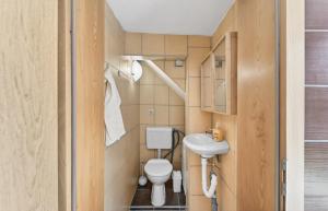 a small bathroom with a toilet and a sink at Izba Vacation Home in Međugorje +30 photos