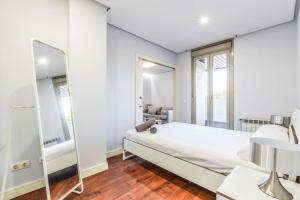 a bedroom with a bed and a mirror at The Corporate Residence & Parking in Madrid +39 photos