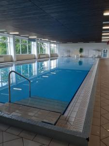 ein großes Schwimmbecken in einem Gebäude in der Unterkunft Harzer-Geißen Lounge in Hohegeiß + 14 Fotos