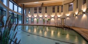 a large indoor swimming pool in a building at Familien Ferienhaus in Bad Elster Vogtland - Natur pur und Wellness in Bad Elster