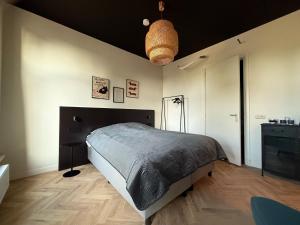 a bedroom with a bed and a dresser at Logement Langestreek in Lemmer