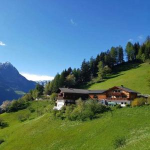 duży dom na wzgórzu w zielonym polu w obiekcie Obertimmeltaler w mieście Matrei in Osttirol