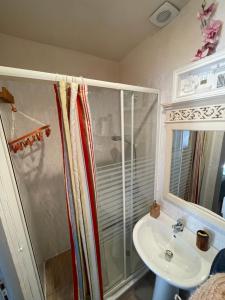 a bathroom with a shower and a sink at La Symbiose 23 in Chambon-sur-Voueize +24 photos