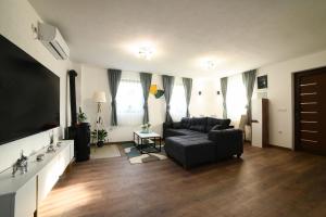 a living room with a couch and a flat screen tv at Koala Resort in Raška