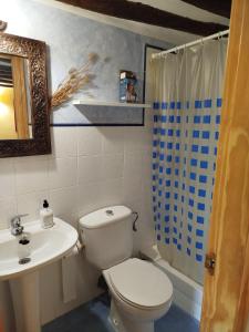 a bathroom with a toilet and a sink at Los Chinchanes in Santa Cruz de Grío +20 photos