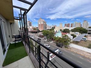 a balcony with a view of a city street at Apart Luro IV in Santa Rosa