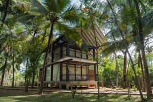 a house in the middle of a forest with palm trees at Camp Thuduwa Udawalawe in Udawalawe
