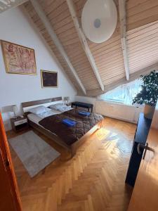 a bedroom with a large bed in a room at GreenPark Garden Villa Family Apartments Near Tokaj in Szerencs
