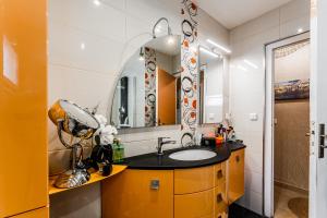 a bathroom with a sink and a mirror at Villa Micoco-Bassin d'Arcachon in Gujan-Mestras +12 photos