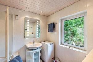 a bathroom with a toilet and a sink and a window at Auszeit im Grünen in Bad Schwalbach +27 photos