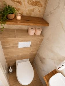 a bathroom with a toilet and two rolls of toilet paper at Sky Terrace retreat in Draga Bašćanska +8 photos