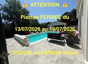a picture of a picture of a swimming pool at Charmant Studio in La Motte-dʼAigues
