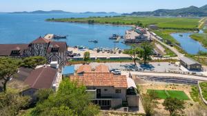 an aerial view of a village on the river at Ganghwa Glory Bada Pension in Incheon