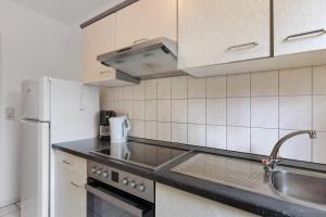 a kitchen with a sink and a refrigerator at Apartment 30 in Bad Dürrheim