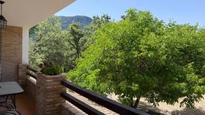 a balcony with a view of trees and mountains at Finca El Carrascal Arroyo frío, Sierra de Cazorla in Arroyo Frio