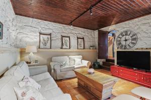 a living room with a couch and a tv at Casa Nova das Oliveiras in Verim