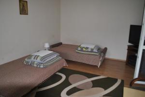 a living room with two beds and a television at Agroturystyka nad Sanem in Dydnia +27 photos
