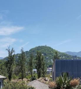 a building with a mountain in the background at Entire 4th Floor for Guests in Batumi
